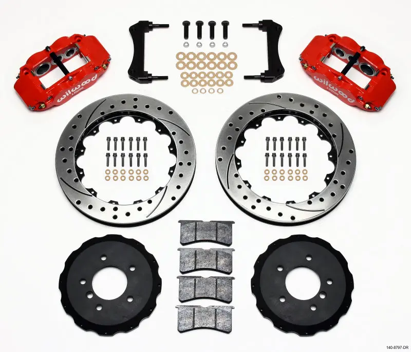 Wilwood Narrow Superlite 6R Front Hat Kit 13.06In Drilled Red Bmw E36 M3 1995-1999 1