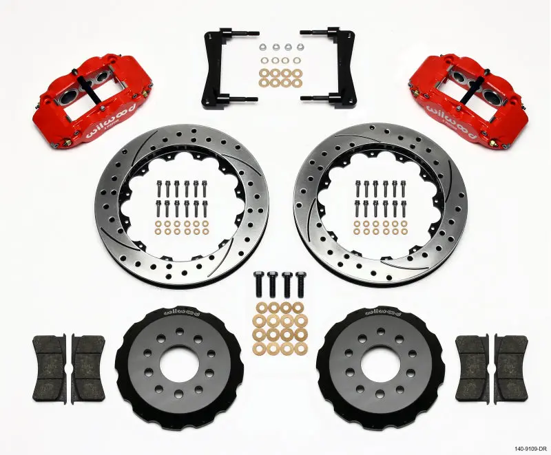 Wilwood Narrow Superlite 6R Front Hat Kit 13.06In Red 2005-2014 Ford Mustang 1