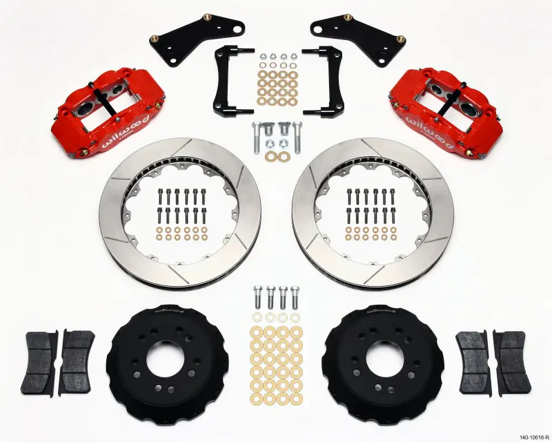 Wilwood Narrow Superlite 6R Front Hat Kit 13.06In Red For 65-82 Corvette C2/C3 1