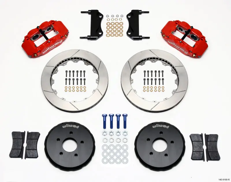 Wilwood Narrow Superlite 6R Front Hat Kit 13.06In Red For Nissan 350Z And Infiniti G35 2003-2008 1