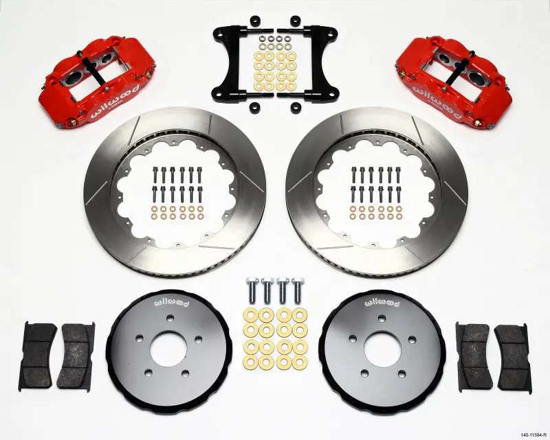 Wilwood Narrow Superlite 6R Front Hat Kit 14.00In Red For Nissan 370Z/Infiniti G37 2007-2012 1