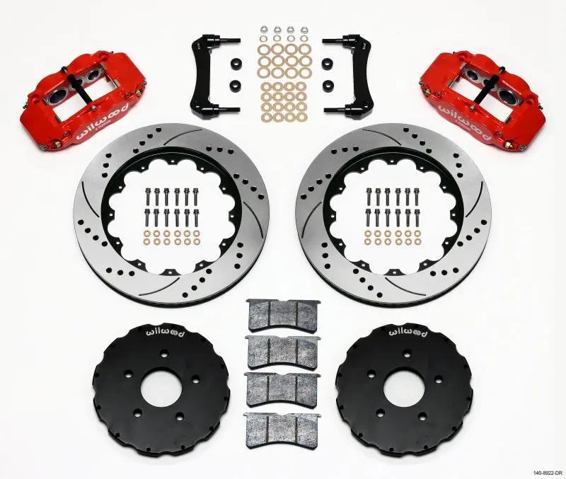 Wilwood Narrow Superlite 6R Front Hat Kit 14In Drill Red 2005-2013 Corvette C6 1