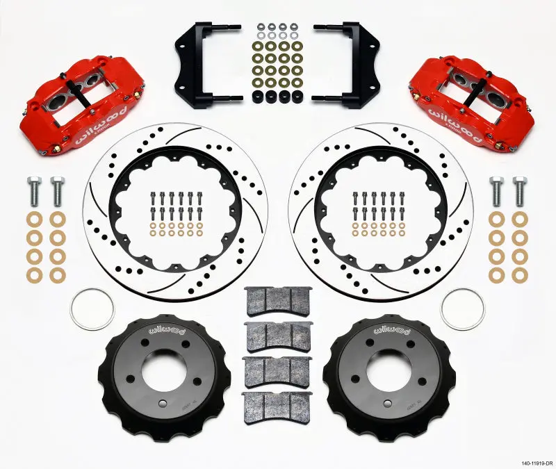Wilwood Narrow Superlite 6R Front Hat Kit 14In Drilled Red 84-87 Corvette C4 1