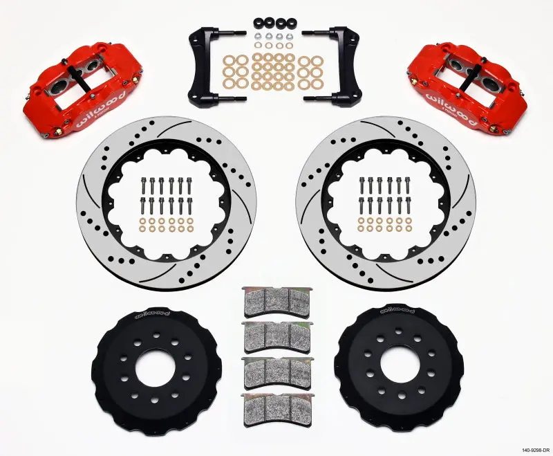 Wilwood Narrow Superlite 6R Front Hat Kit 14In Drilled Red For 88-93 Corvette C4 1