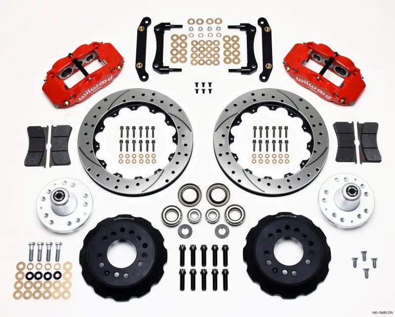 Wilwood Narrow Superlite 6R Front Hub Kit 12.88In Drill Red 70-78 Camaro 1