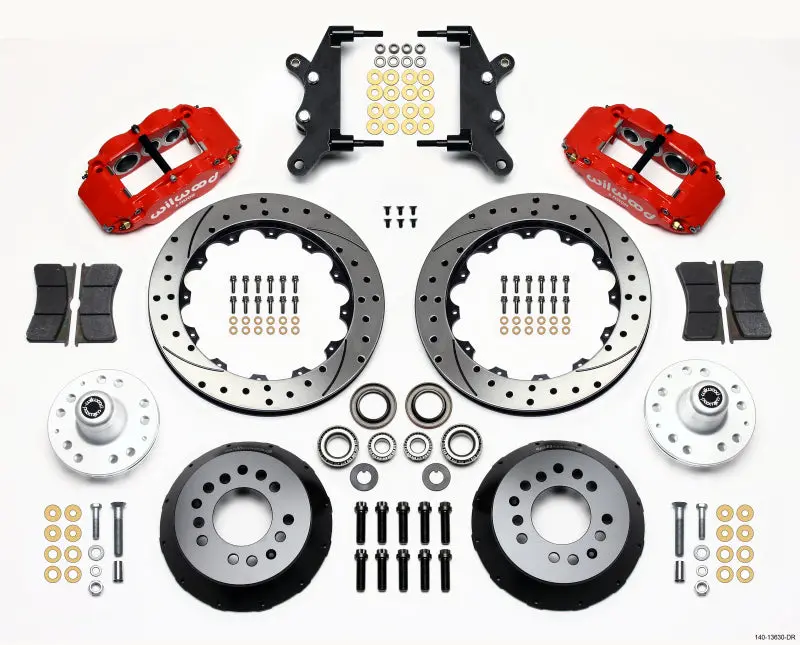 Wilwood Narrow Superlite 6R Front Hub Kit 12.88In Drill Red For 1960-1968 Ford Mercury Full Size Galaxie 1