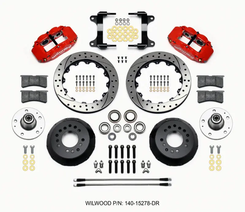 Wilwood Narrow Superlite 6R Front Hub Kit 12.88In Drill Red For 1982-1992 Camaro And Firebird 1