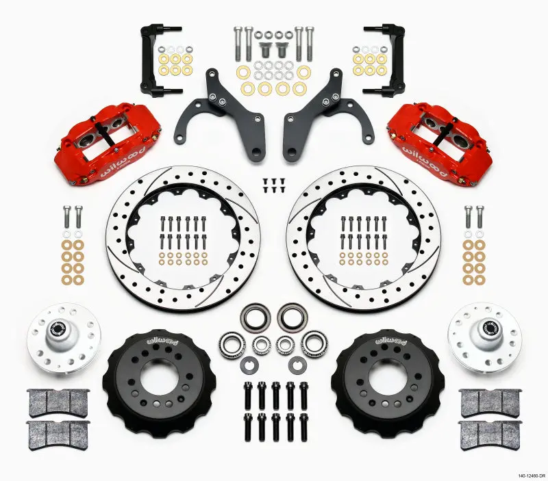 Wilwood Narrow Superlite 6R Front Hub Kit 12.88In Drill Red For 59-64 Chevy Impala And 63-64 Corvette 1