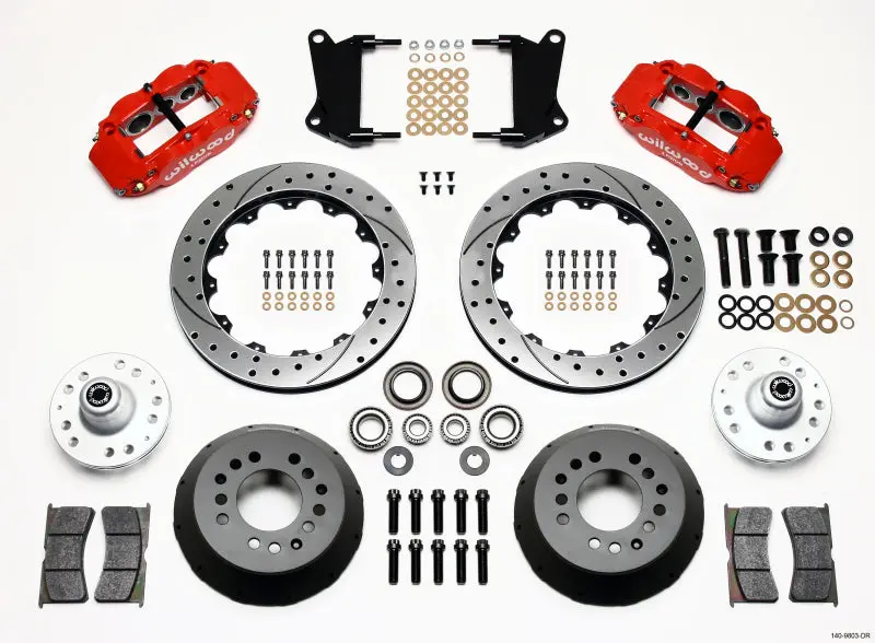 Wilwood Narrow Superlite 6R Front Hub Kit 12.88In Drill Red For 67-69 Camaro 64-72 Nova Chevelle 1