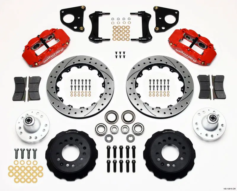 Wilwood Narrow Superlite 6R Front Hub Kit 12.88In Drilled Red For 62-72 Dodge B & E Body Vehicles 1
