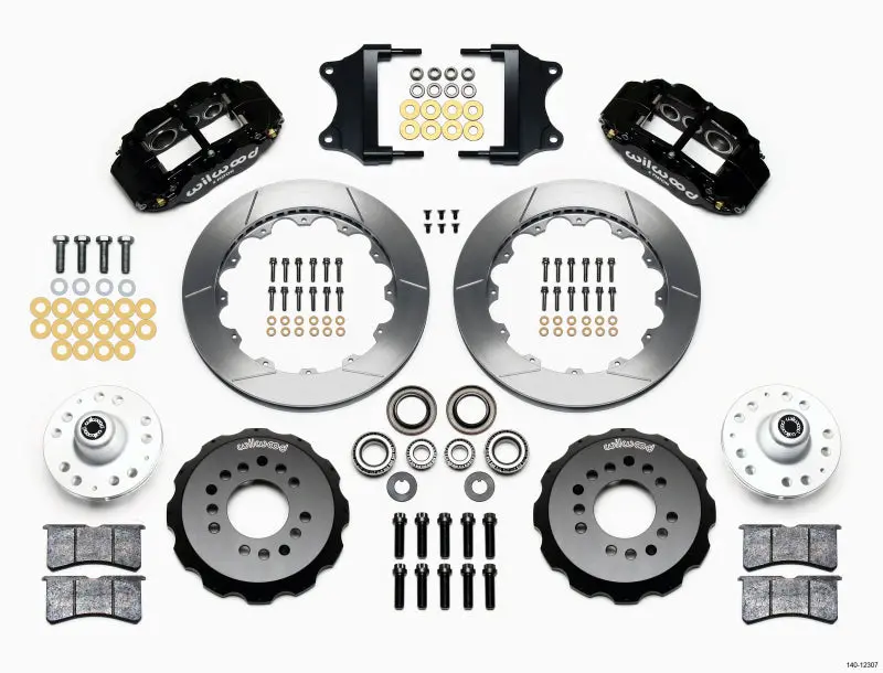 Wilwood Narrow Superlite 6R Front Hub Kit 12.88In Heidts Tri-5 2 Inch Drop Spindle For 1955-1957 Chevrolet Bel Air 1