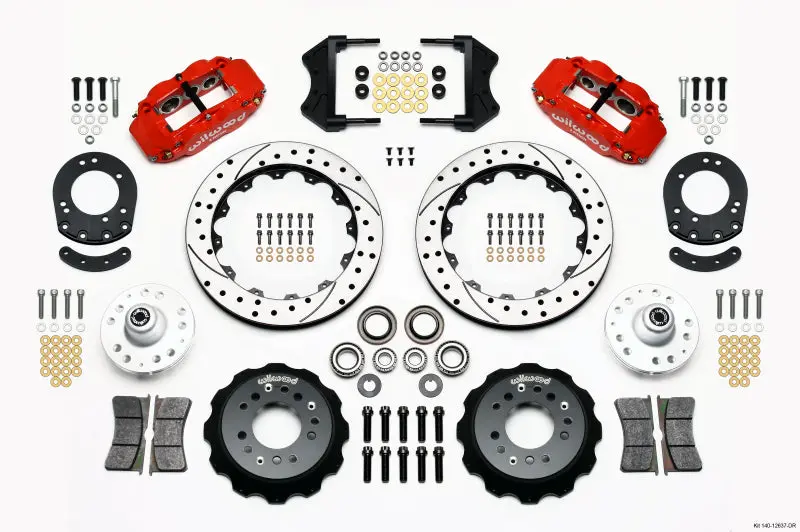 Wilwood Narrow Superlite 6R Front Hub Kit 12.88In Red 1965-1969 Mustang Drum Spindle 1