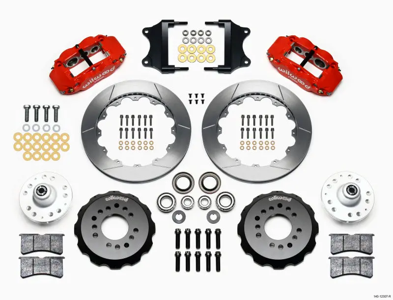 Wilwood Narrow Superlite 6R Front Hub Kit 12.88In Red For 1955-1957 Chevrolet Bel Air 1