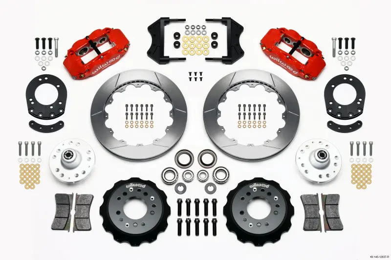 Wilwood Narrow Superlite 6R Front Hub Kit 12.88In Red For 1965-1969 Ford Mustang Drum Spindle 1