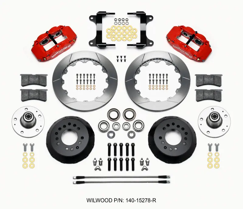 Wilwood Narrow Superlite 6R Front Hub Kit 12.88In Red For 82-92 Camaro And Firebird 1