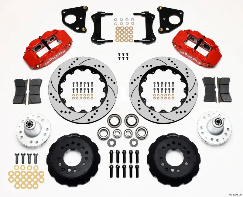 Wilwood Narrow Superlite 6R Front Hub Kit 14.00In Drill Red For 62-72 Dodge B & E Body, Challenger, Charger, Coronet, Road Runner 1