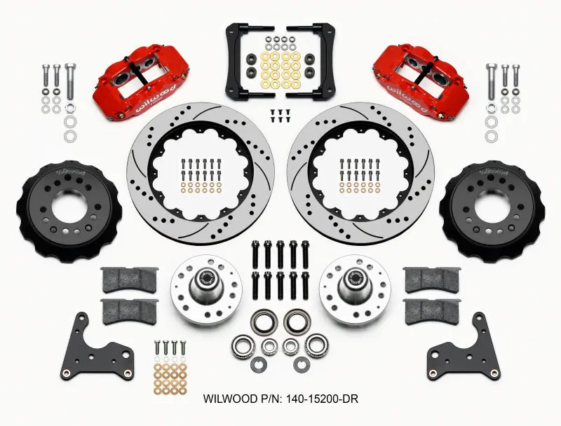 Wilwood Narrow Superlite 6R Front Hub Kit 14.00In Drill Red For 65-72 Chrysler C Body And Dodge Monaco 1