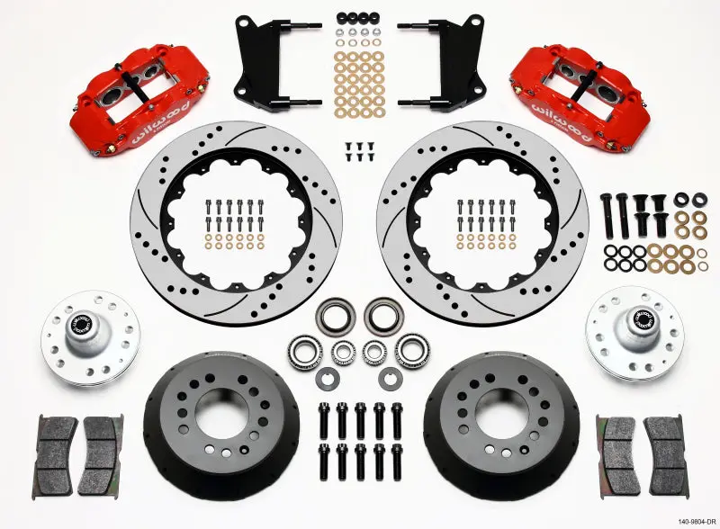 Wilwood Narrow Superlite 6R Front Hub Kit 14.00In Drill Red For 67-69 Camaro 64-72 Nova Chevelle 1