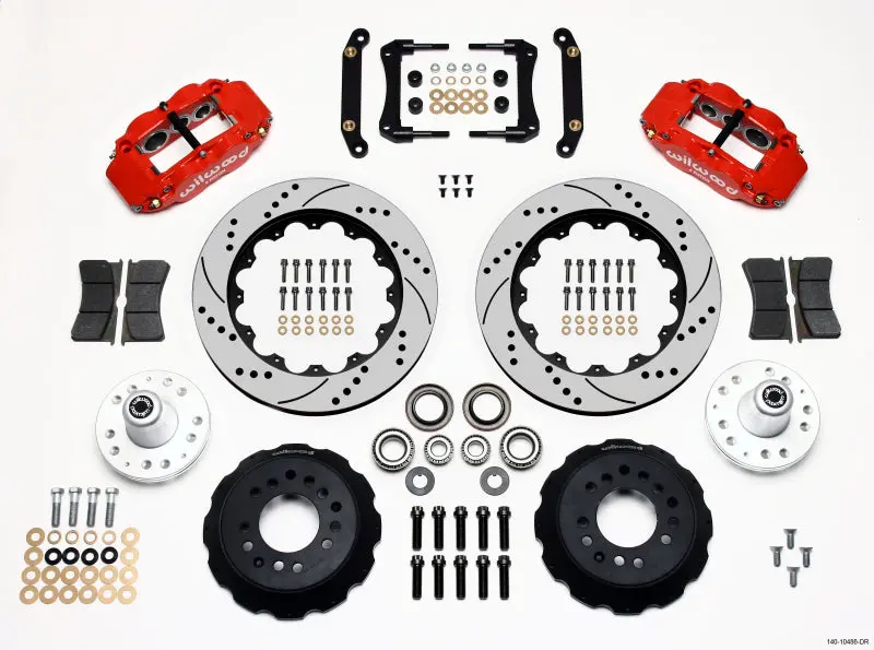 Wilwood Narrow Superlite 6R Front Hub Kit 14.00In Drill Red For 70-78 Camaro 1