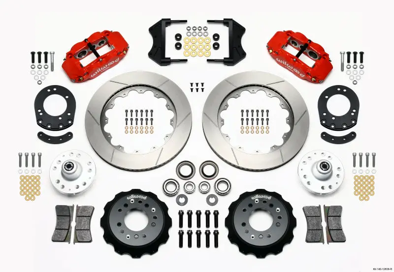 Wilwood Narrow Superlite 6R Front Hub Kit 14.00In Red For 1965-1969 Ford Mustang Drum Spindle 1