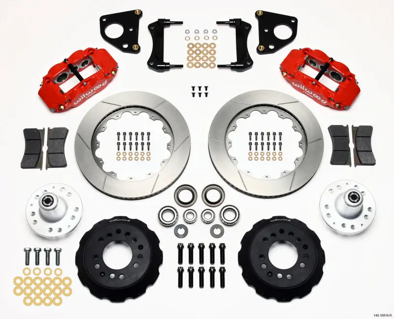 Wilwood Narrow Superlite 6R Front Hub Kit 14.00In Red For 62-72 Dodge B & E Body Including Charger Challenger Coronet Road Runner 1