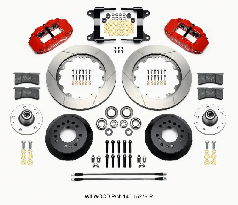 Wilwood Narrow Superlite 6R Front Hub Kit 14.00In Red For 82-92 Camaro And Firebird 1