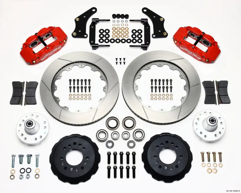 Wilwood Narrow Superlite 6R Front Hub Kit 14.00In Red For Gm 57-70 Drop Spindle 1