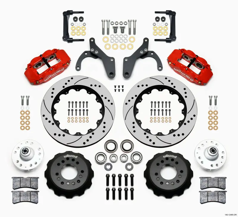 Wilwood Narrow Superlite 6R Front Hub Kit 14In Drill Red For 59-64 Chevy Impala And 63-64 Corvette 1