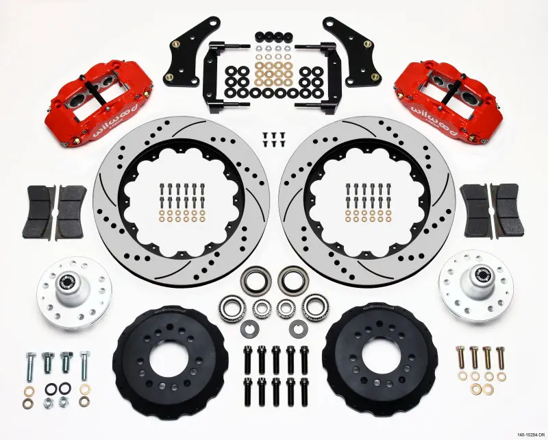 Wilwood Narrow Superlite 6R Front Hub Kit 14In Drill Red Large Gm 57-70 Drop Spindle 1