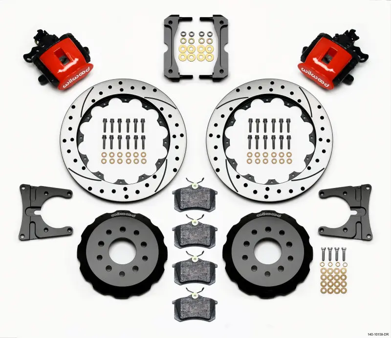 Wilwood Rear Brake Kit 12.88In Drilled Red For 2005-2014 Mustang 1