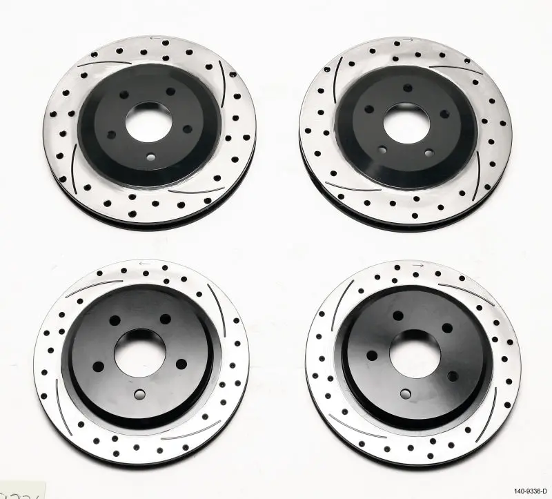 Wilwood Rotor Kit Front/Rear Dimpled Slotted 97-04 Corvette C5 05-13 C6 Base 1