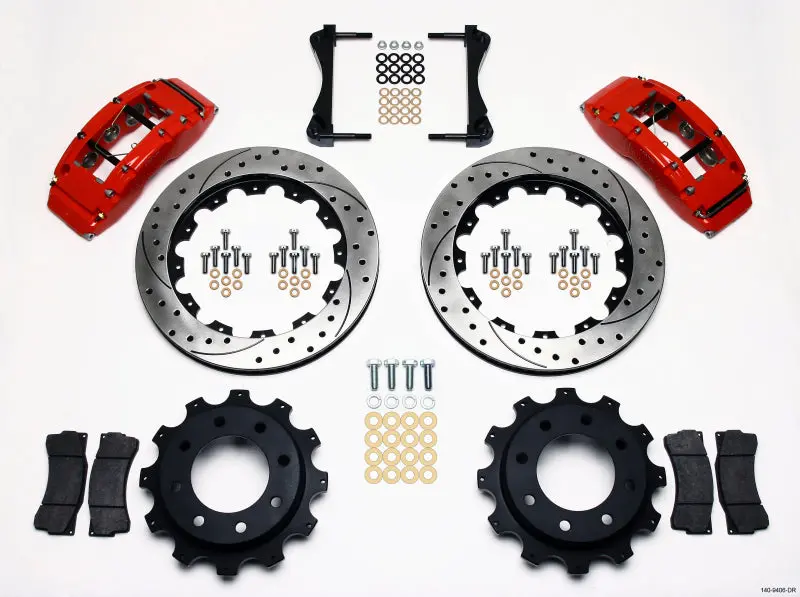 Wilwood Tc6r Rear Kit 16.00In Drilled Red For 1999-2010 Gm Truck 2500 Hd 4.84 Center 1