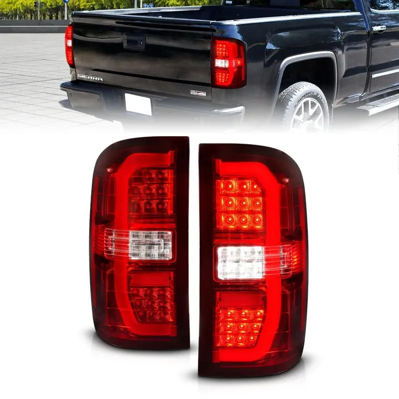 Anzo Led Taillights For 2014–2018 Gmc Sierra 1500 – Red/Clear Lens Design 1