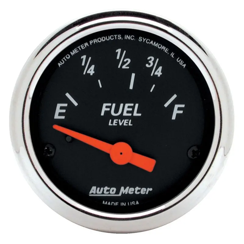 Autometer Black Designer Fuel Level Gauge – 2-1/16" Electrical, 70Ω Empty / 10Ω Full, 90° Sweep 2