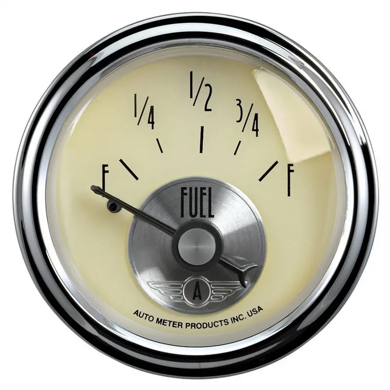 Autometer Prestige Series Fuel Level Gauge – 2-1/16-Inch, 0–90 Ohm, Antique Ivory Finish 1