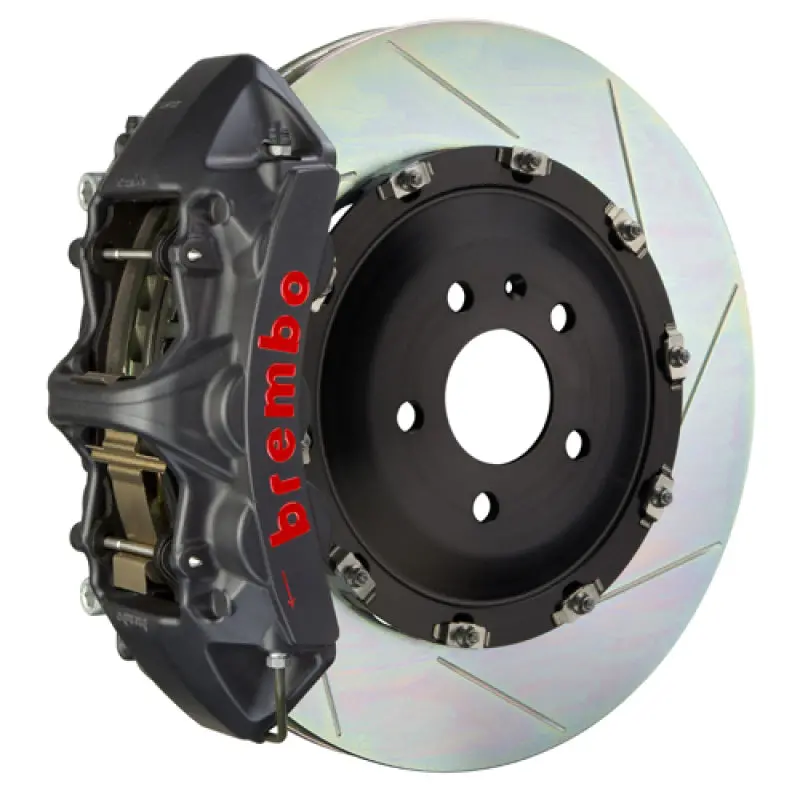 Brembo 07-18 Wrangler/Unlimited Front Gts Bbk 6 Piston Cast 365X34 2Pc Rotor Slotted Type1-Black Ha 1