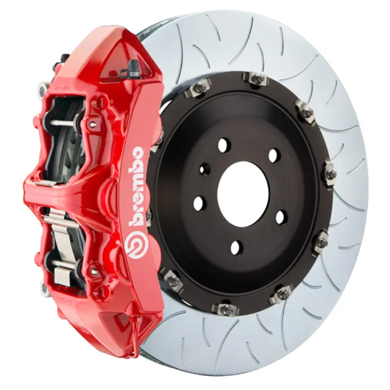 Brembo Front Grand Touring Brake Kit For 2003–2008 Mercedes-Benz Sl55 Amg (Excluding Black Series) – 6-Piston Calipers, 405X34Mm Two-Piece Slotted Rotors, Type 3 Red Finish 1