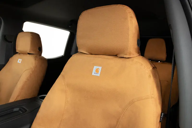 Covercraft Carhartt Seatsaver Custom Fit Seat Covers For 2022–2023 Toyota Tundra – Second Row, Brown 1