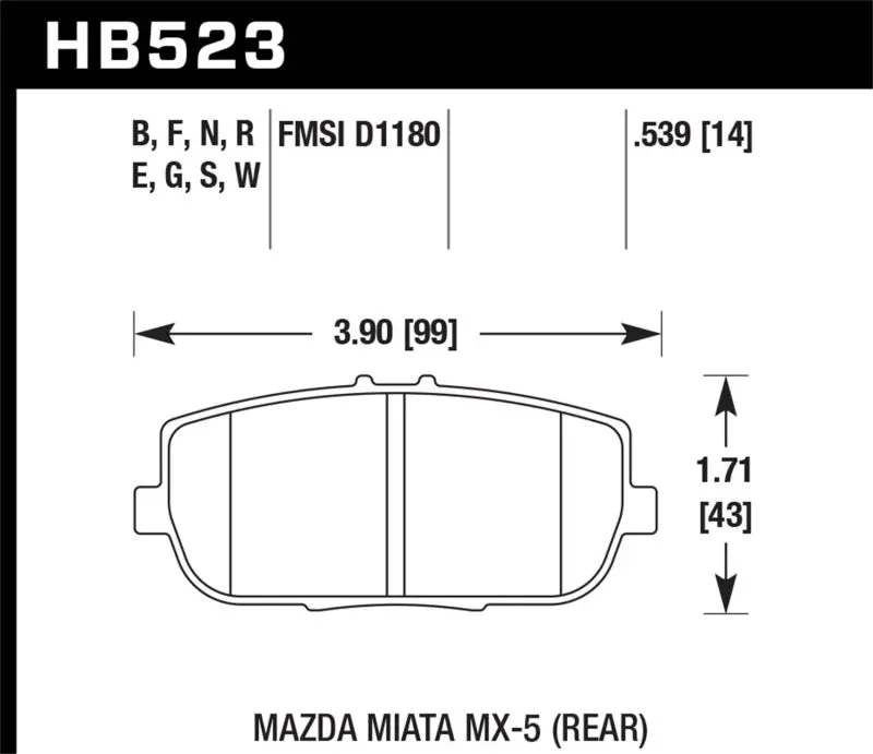 Hawk 06-10 Mazda Miata Mx-5 Dtc-30 Race Rear Brake Pads 1