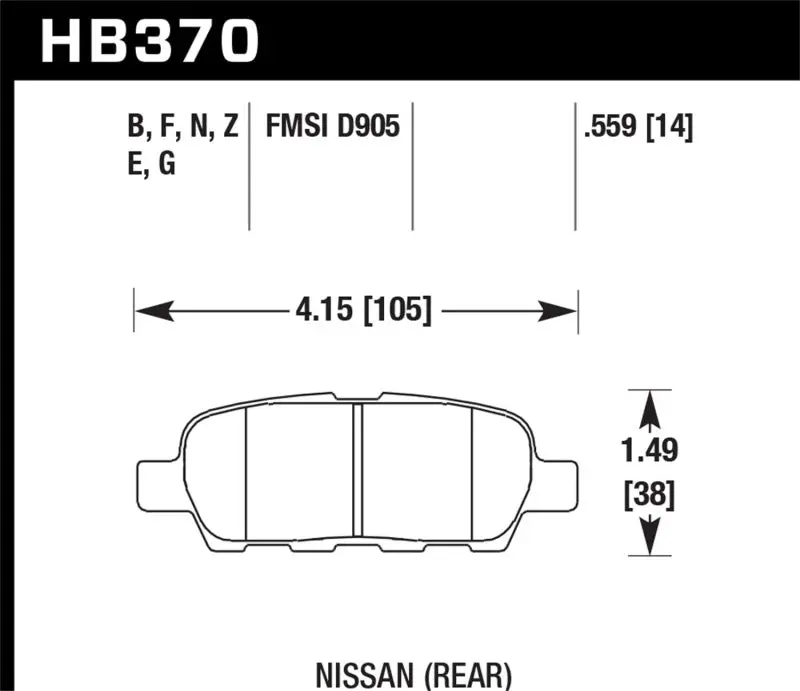 Hawk Hp Plus Street Rear Brake Pads For 2003–2007 Nissan 350Z / Infiniti G35 & G35X (Non-Brembo Models) 2