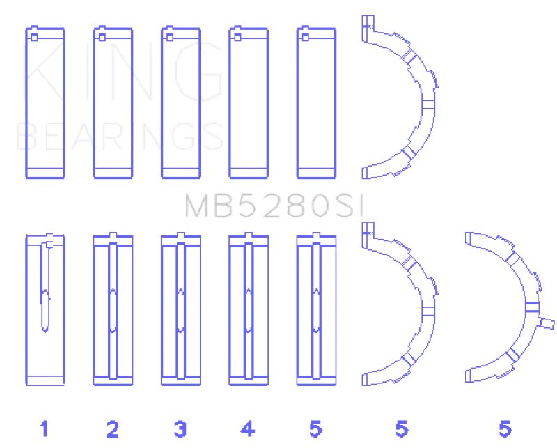 King Main Bearing Set For Ford 4.6L / 5.4L V8 Engines (281Ci / 330Ci), Oversized +0.5Mm 2