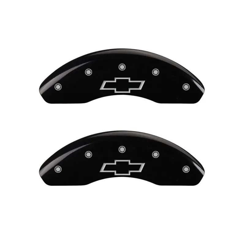 Mgp Engraved Caliper Cover Set — Front Bowtie Design, Black Base With Silver Accents 1