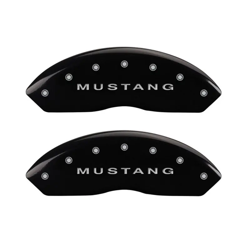 Mgp Engraved Caliper Covers For Ford Mustang – Front (Pony Logo), Rear (Bar & Pony), Black W/ Silver Finish 1