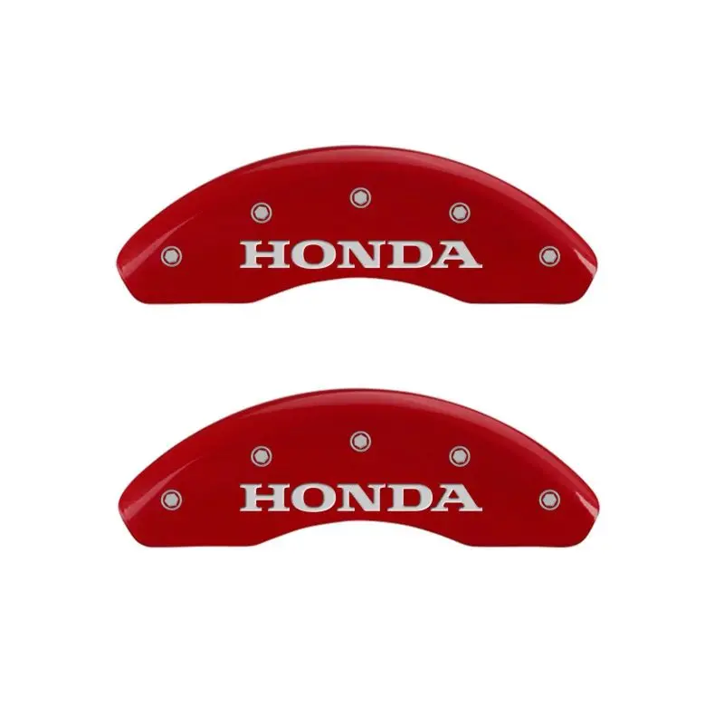 Mgp Engraved Front & Rear Caliper Covers For Honda – Red-Anodized Aluminum With H Logo, Silver Accent Trim 1