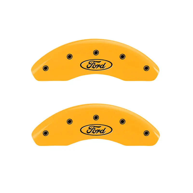 Mgp Front Set 2 Caliper Covers Engraved Front Oval Logo/Ford Yellow Finish Black Ch 1