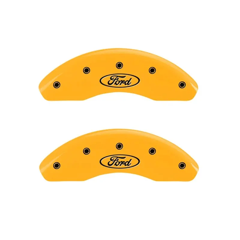 Mgp Front Set 2 Caliper Covers Engraved Front Oval Logo/Ford Yellow Finish Black Ch 2