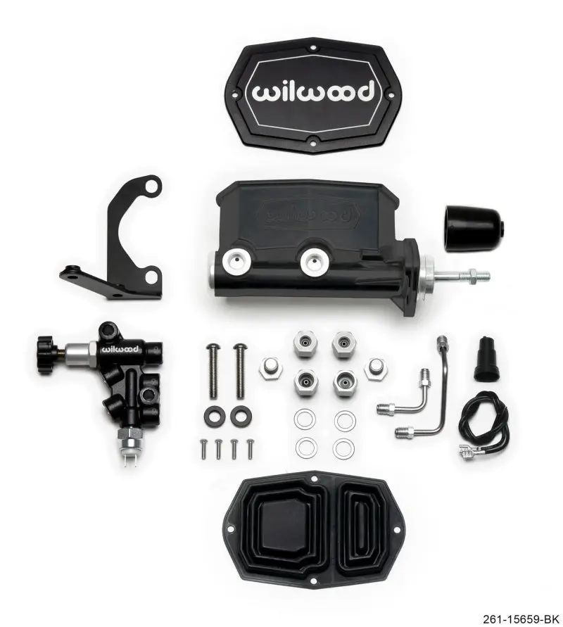 Wilwood Compact Tandem Master Cylinder – 7/8-Inch Bore, Right-Hand Bracket & Pushrod Valve, Black 1