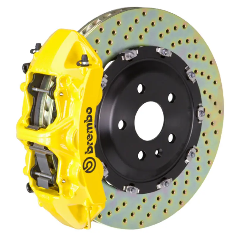Brembo Gt Big Brake Kit For 2005–2007 Maserati Quattroporte – Front, 6-Piston Calipers, 380×34Mm Drilled Two-Piece Rotors, Yellow Finish 1