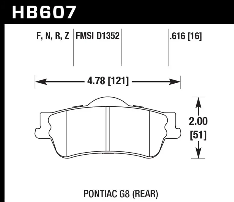 Hawk Performance Ceramic Rear Brake Pads For 2008–2009 Pontiac G8 (3.6L Base / 6.0L V8) 2